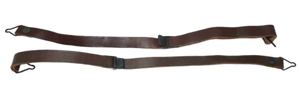 Lot 641: Lot (2) WWII US Army M-1 Helmet Liner Leather Chinstraps United Carr