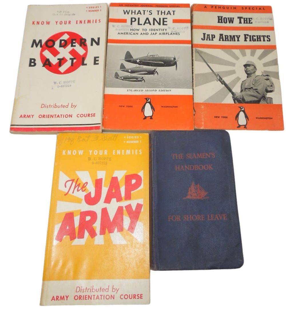 Lot 642: WWII US Field Reference Manuals Japanese Army Planes Seamans Handbook Lot
