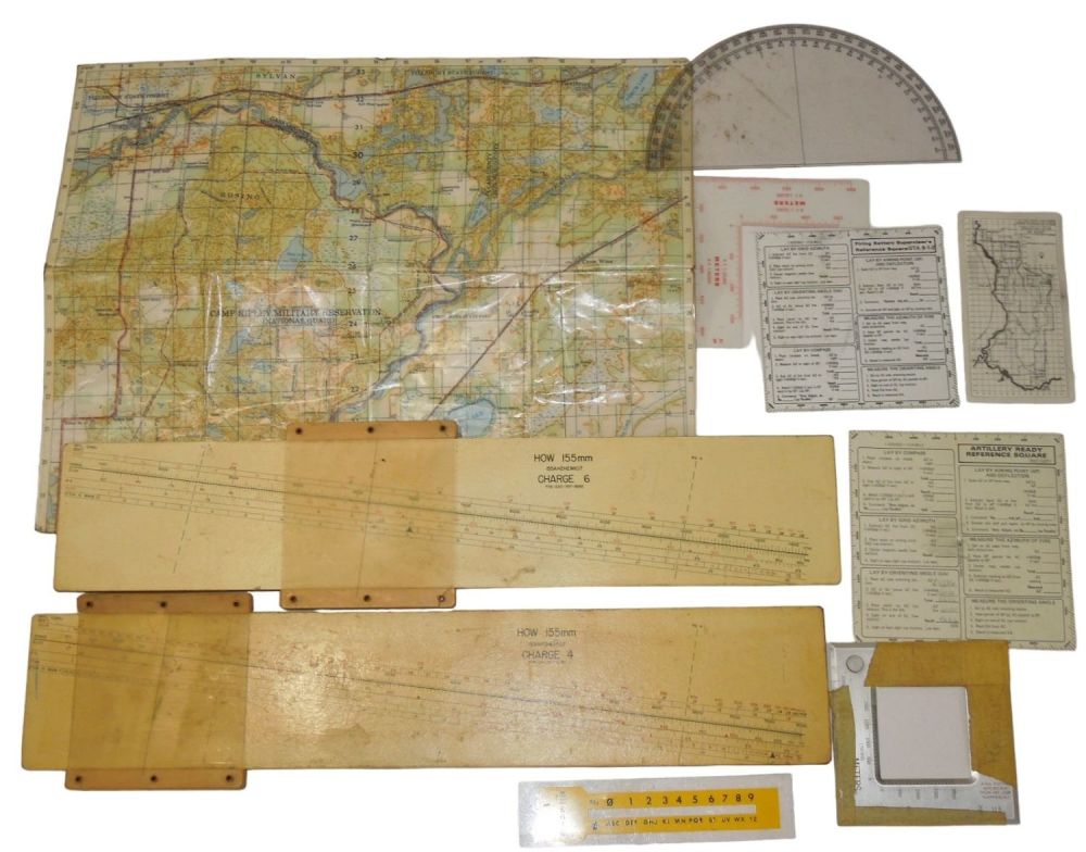 Lot 648: US Military WWI - Cold War Artillery Mapping & Spotting Equipment Howitzer Slide Rule