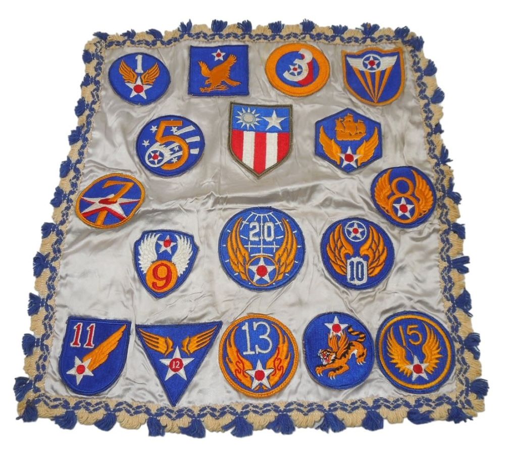 Lot 652: WWII Era US Army Air Force AAF Patched Pillow Cover