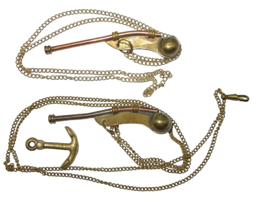 Lot 682: WWII US Navy Boatswain Whistles Lot and Anchor