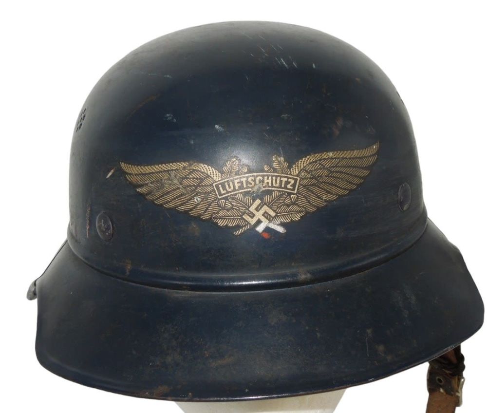 Lot 692: WWII German WWII Luftschutz Helmet & Decal