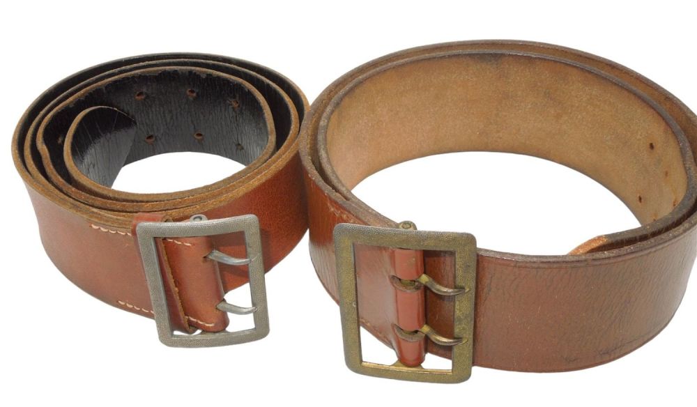Lot 696: Lot (2) WWII German Wehrmacht Tan Uniform Belts