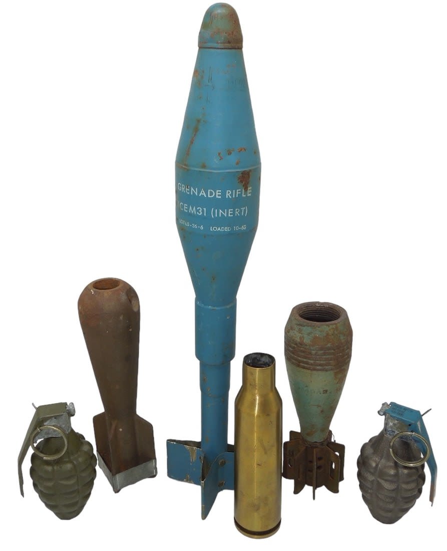 Lot 714: Lot WWII - Vietnam Inert Ordnance Rifle Grenade Mortars