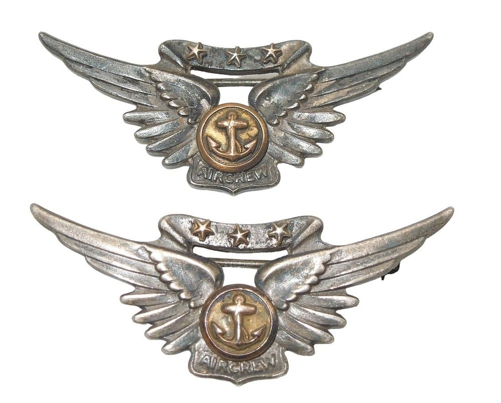 Lot 142: WWII US Navy Amico Sterling Aircrew Wings Lot (2)