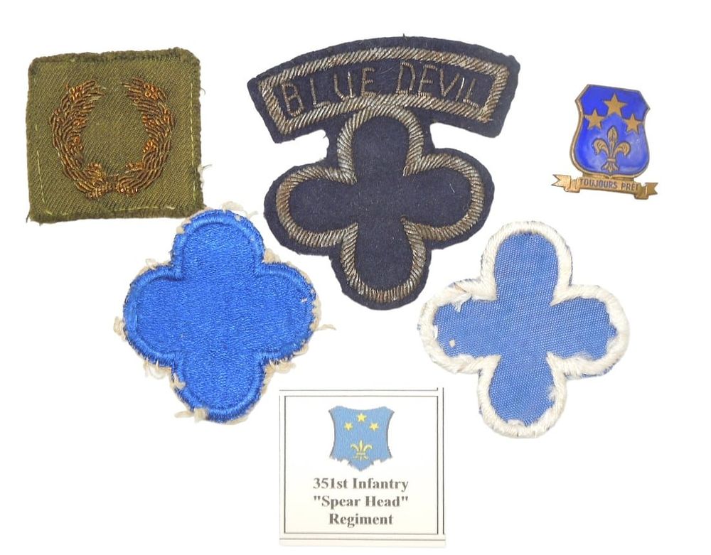 Lot 169: WWII US Army Italian Made 88th Infantry Division Blue Devils Patches & Pin