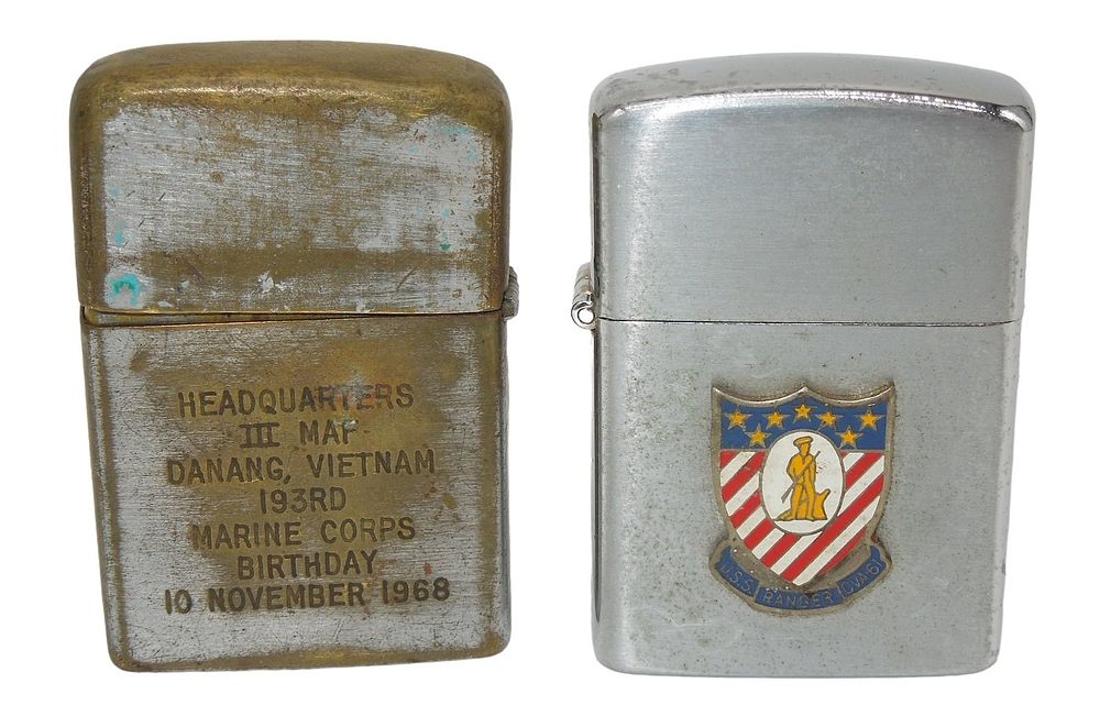 Lot 198: Vietnam War USMC Marine Corps Danang & USS Ranger Navy Lighters Lot