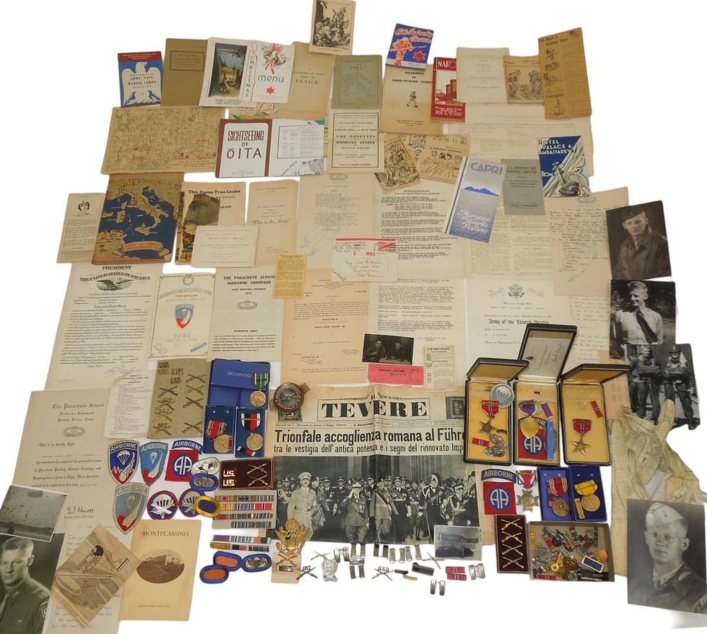 Lot 215: WWII - Korean War 82nd Airborne Division 187th RCT Medal Document Archive