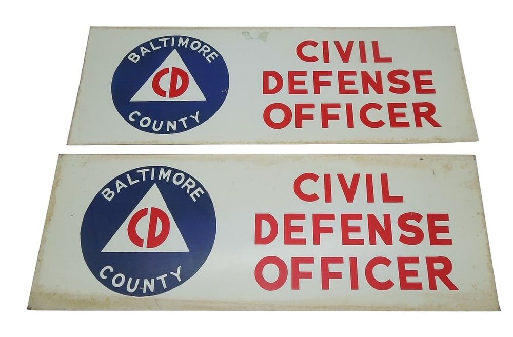 Lot 240: WWII Baltimore County, Maryland Civil Defense CD Officer Metal Plate Lot