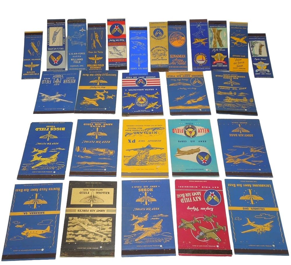 Lot 263: WWII Era Army Air Bases & Fields Matchbook Covers Lot (27)