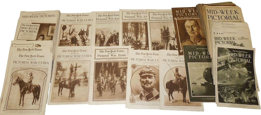 Lot 278: WWI 1914-1916 New York Times Mid-Week Pictorial War Extra Magazines Lot of 115+