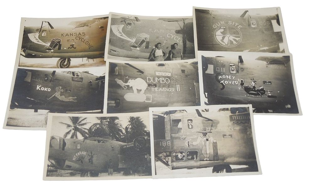 Lot 279: WWII Aircraft 7th Air Force Consolidated B-24J Liberator Nose Art Photos Lot (8)
