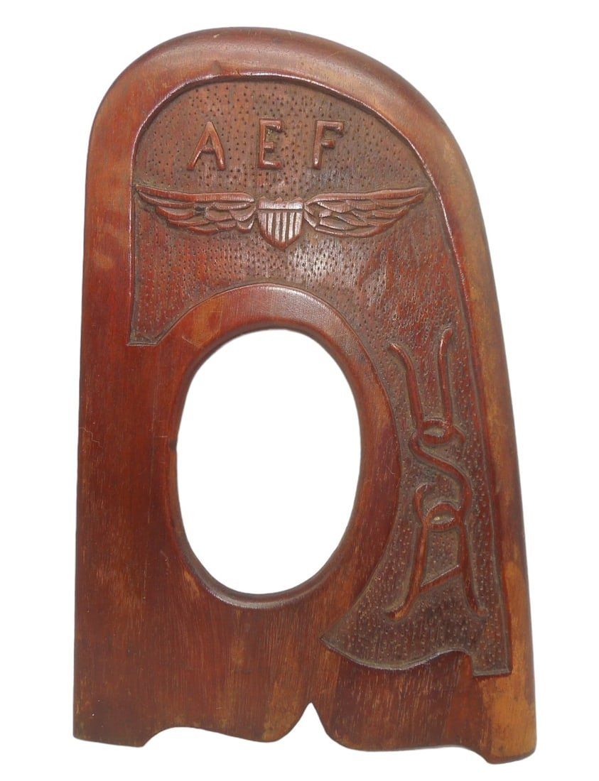 Lot 282: WWI AEF American Expeditionary Forces Wooden Propeller Tip Photo Frame
