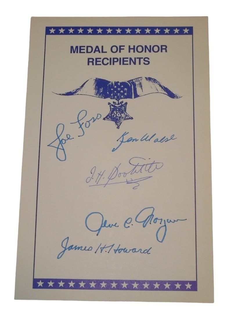 Lot 312: WWII Medal of Honor MOH Foss Doolittle Walsh Howard Morgan Signed Book Plate