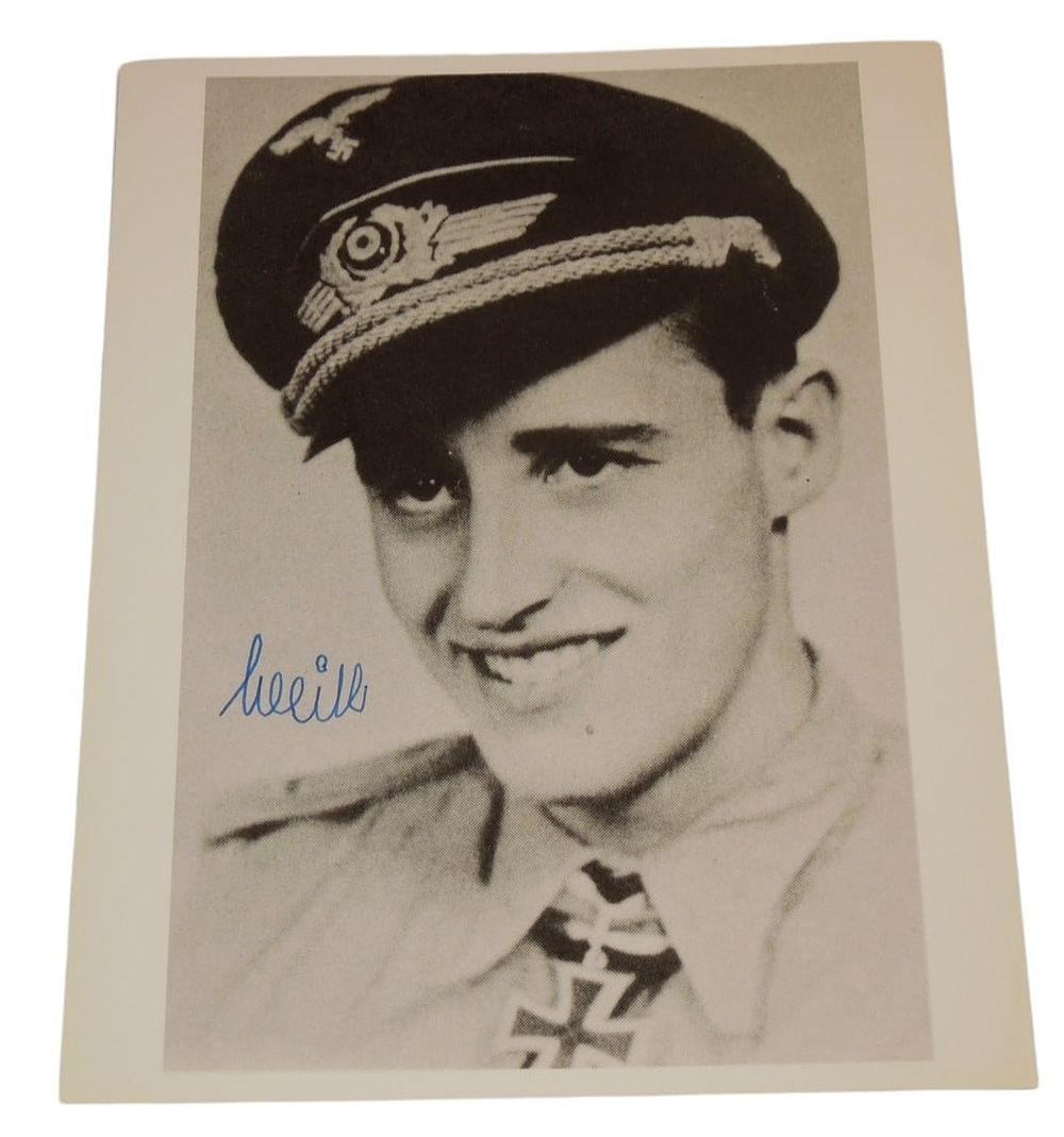 Lot 325: WWII German Luftwaffe Fighter Ace Hans Weik Knights Cross Signed Photo