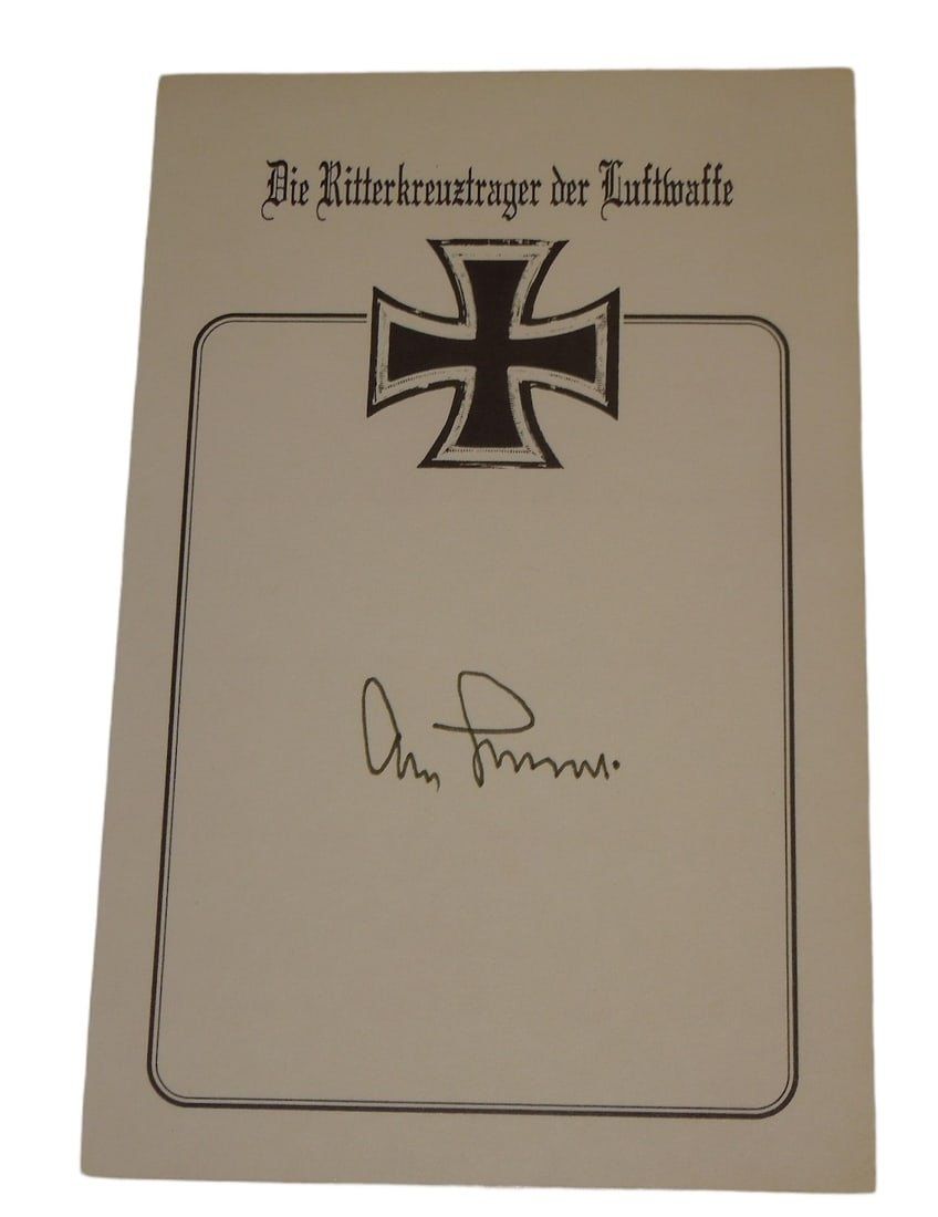 Lot 330: WWII German Luftwaffe General Adolf Galland Flying Ace Signed Book Plate