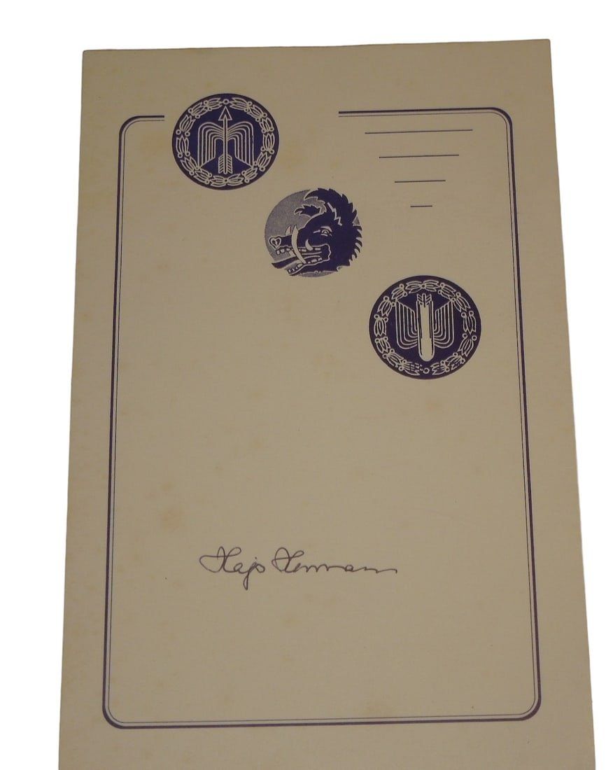 Lot 331: WWII German Fighter Ace Hajo Herrmann Knights Cross Signed Book Plate