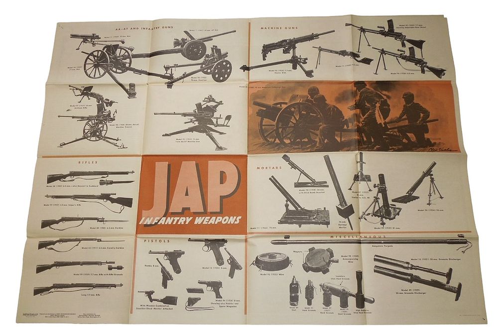 Lot 368: WWII 1944 Newsmap Featuring Weapons of the Japanese Army