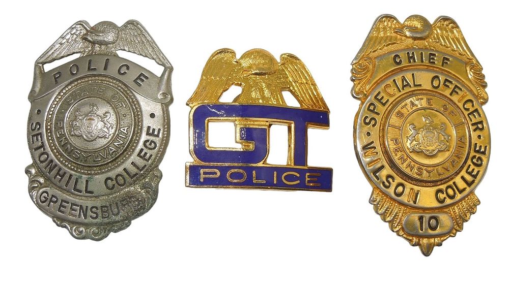 Lot 392: Lot (3) Vintage College University Police Badges Wildon, Setonhill, Georgia Tech