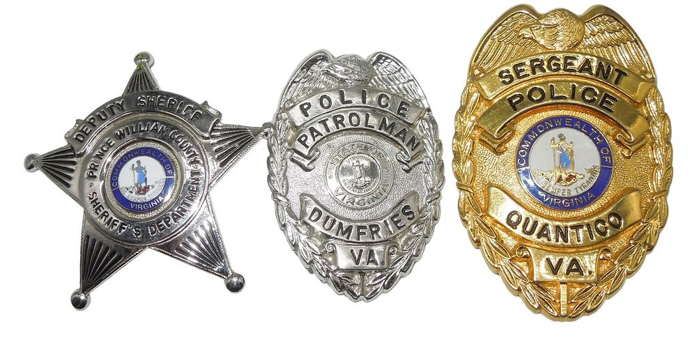 Lot 401: Lot (3) Prince William Co, Dumfries, Quantico Virignia Police Sheriff Badges