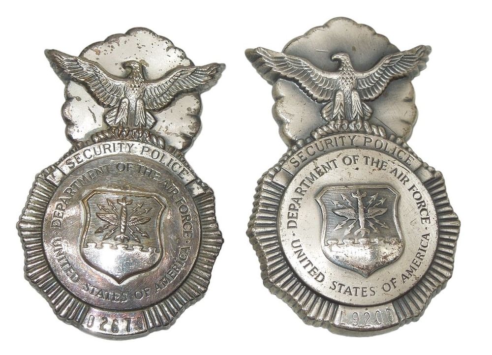 Lot 406: Vietnam War Numbered USAF Air Force Security Police Badge Lot (2)