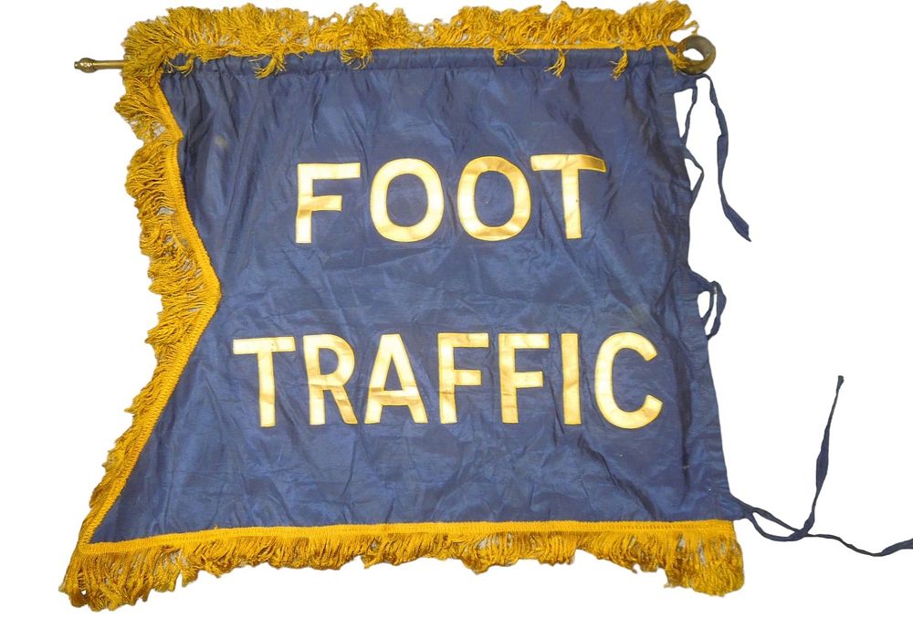 Lot 412: Vintage Police Foot Traffic Painted Banner Flag