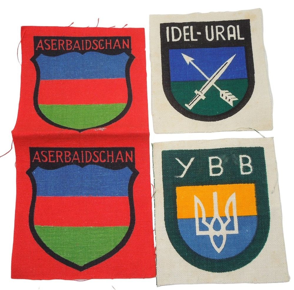 Lot 428: Lot (3) WWII German Volunteer Patches Aserbaidschan YBB & Idel-Ural