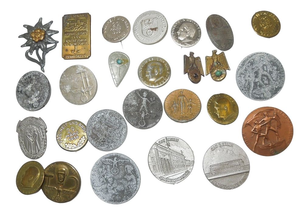 Lot 437: WWII German Military NSDAP Tinnies Badges Pins Lot #2