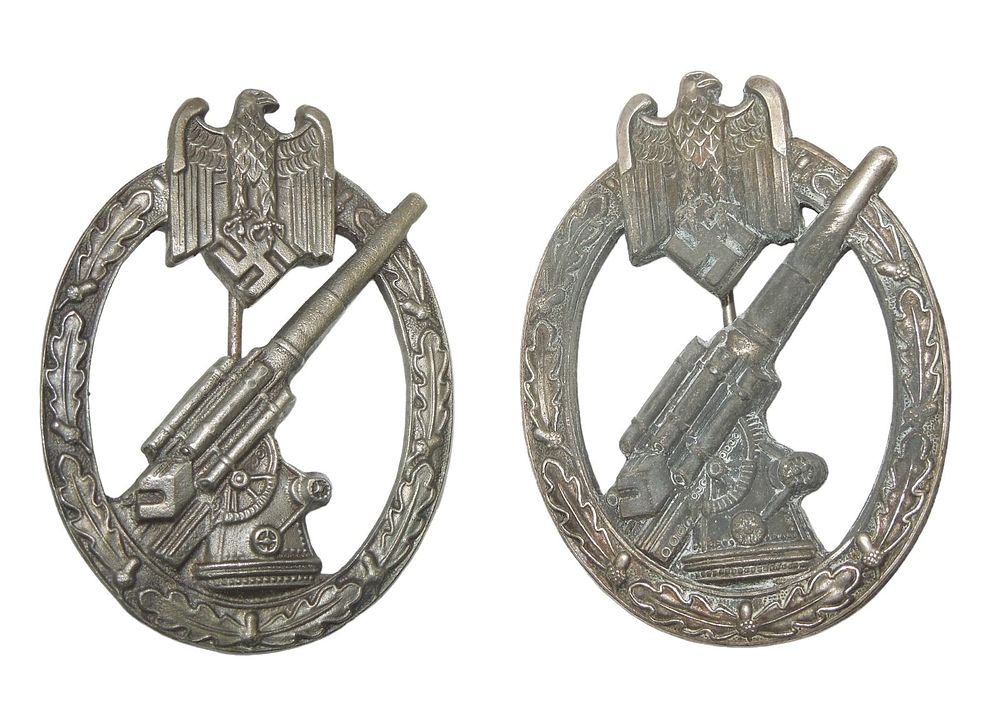 Lot 444: Lot (2) WWII Style German Wehrmacht Army Flak Badges