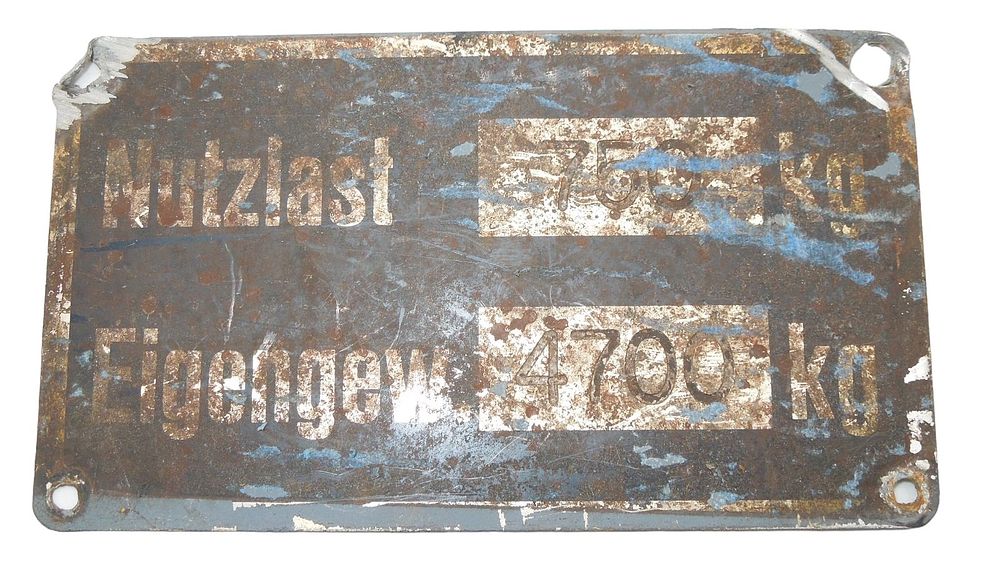 Lot 454: WWII German Wehrmacht Vehicle Metal Data Plate