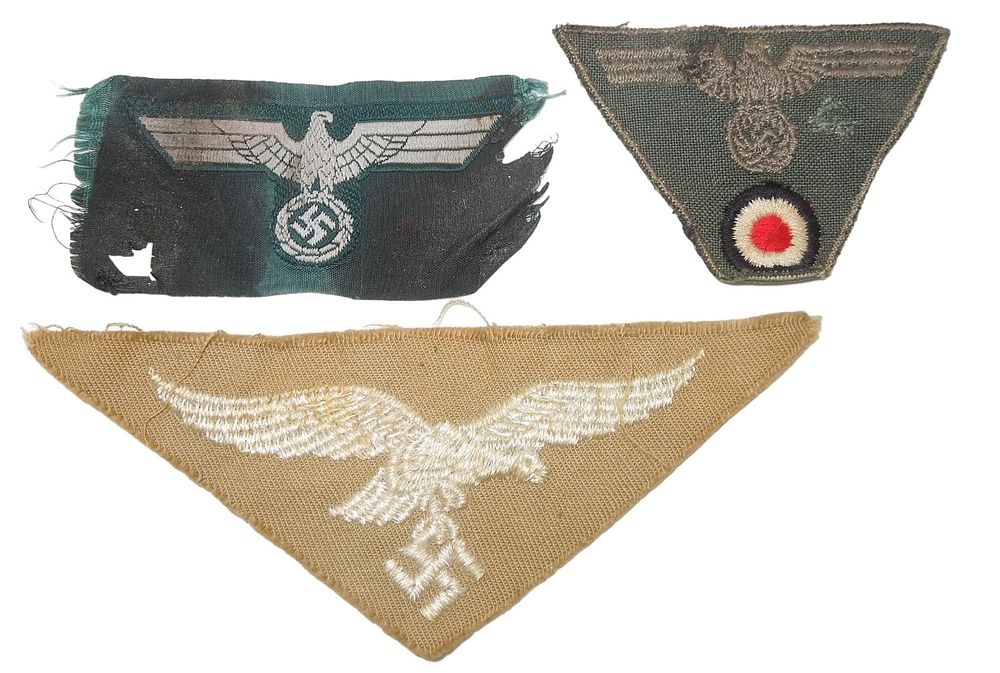 Lot 459: WWII Lot (3) German Breast & Cap Eagle Patches Afrika Korps