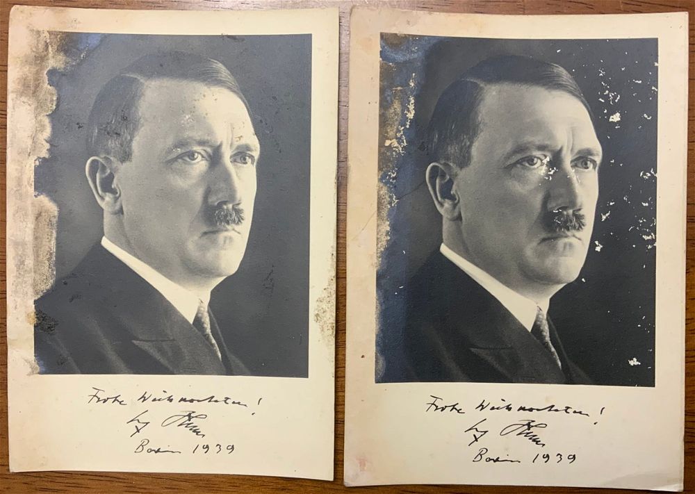 Lot 472A: Adolf Hitler Facsimile Signature Portrait Card Lot