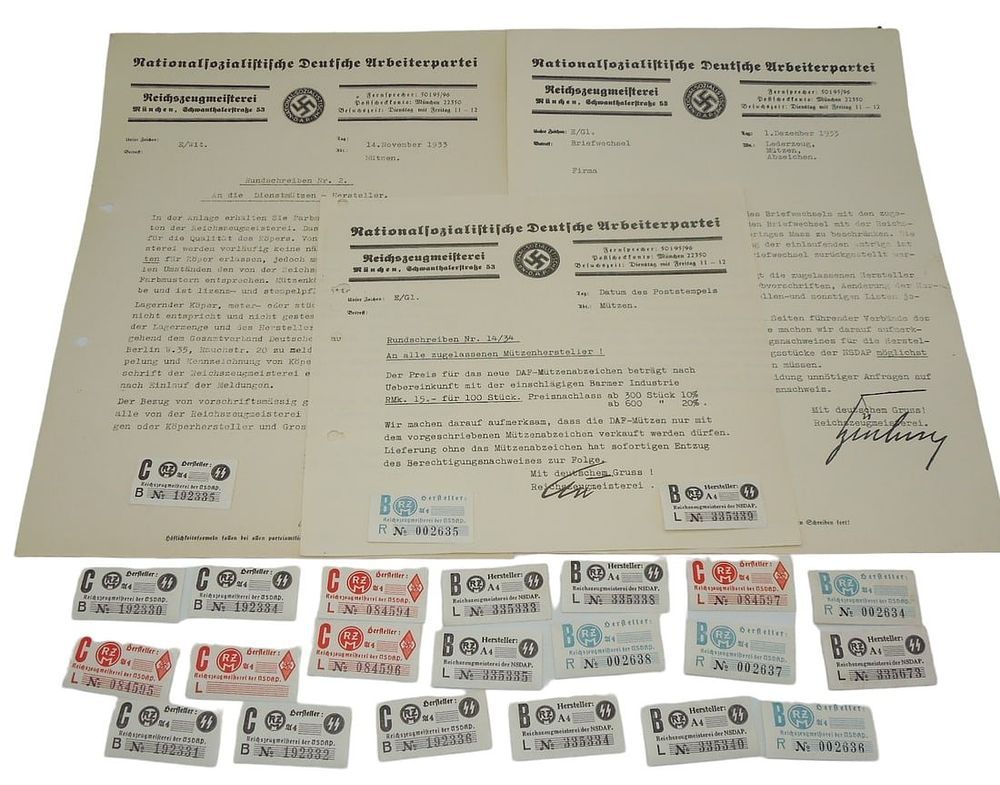 Lot 473: 1930s - WWII German RZM Stamp Tags & Letters