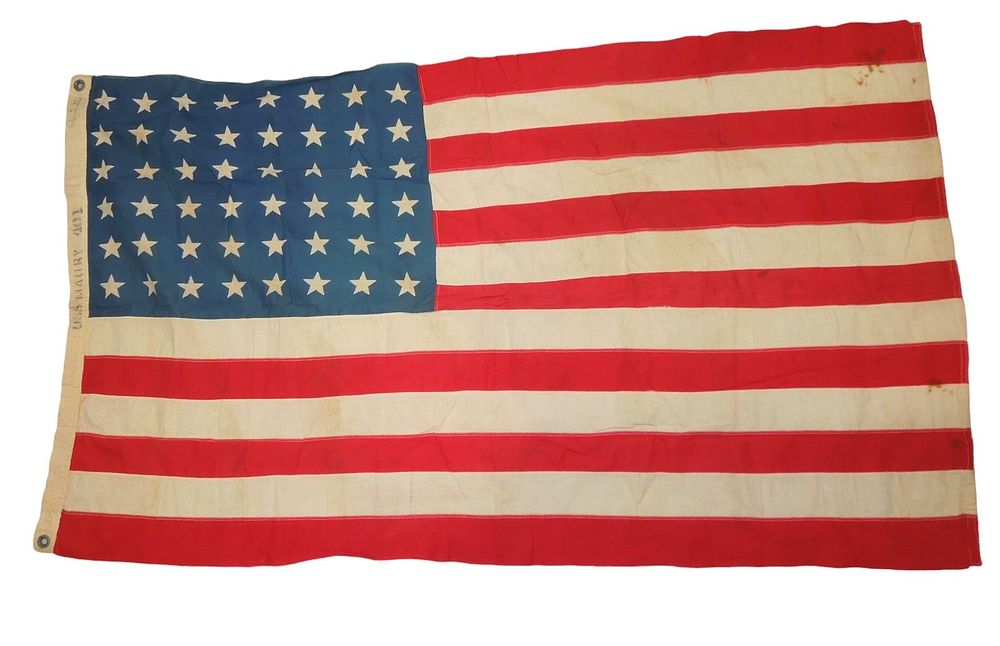 Lot 502: WWII Pacific Battle Flown Navy Destroyer USS Maury Flag