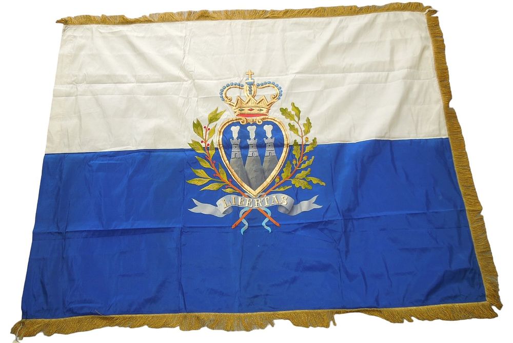Lot 511: Early 1900s National Hand Painted Flag of San Marino