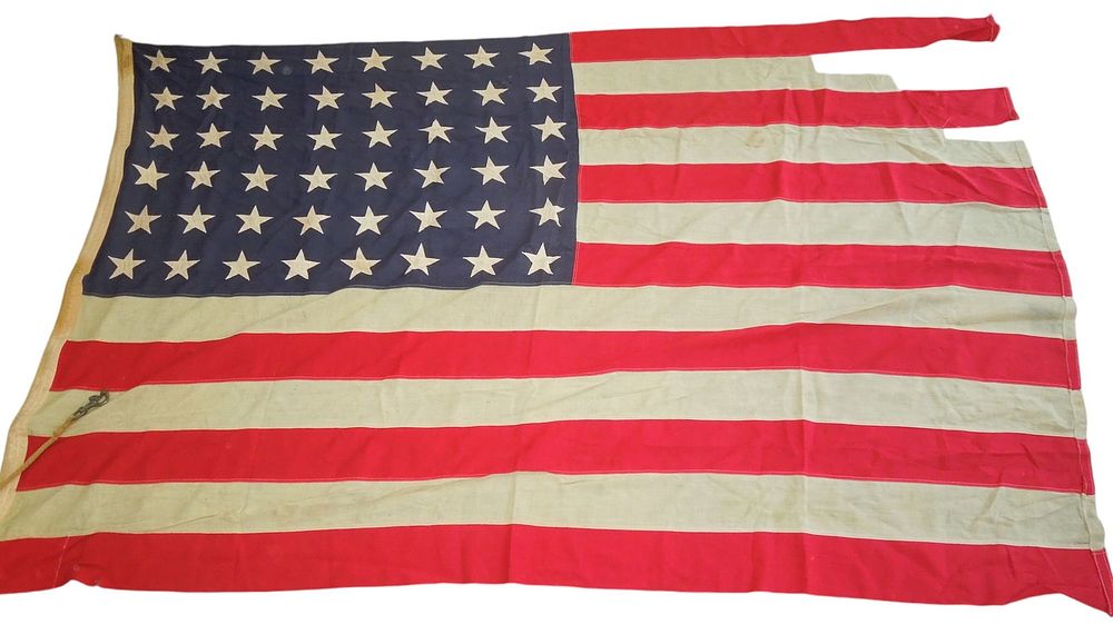 Lot 155: WWII US Naval 48 Star Flag Flown on USS LST-380 For D-Day Normandy Invasion