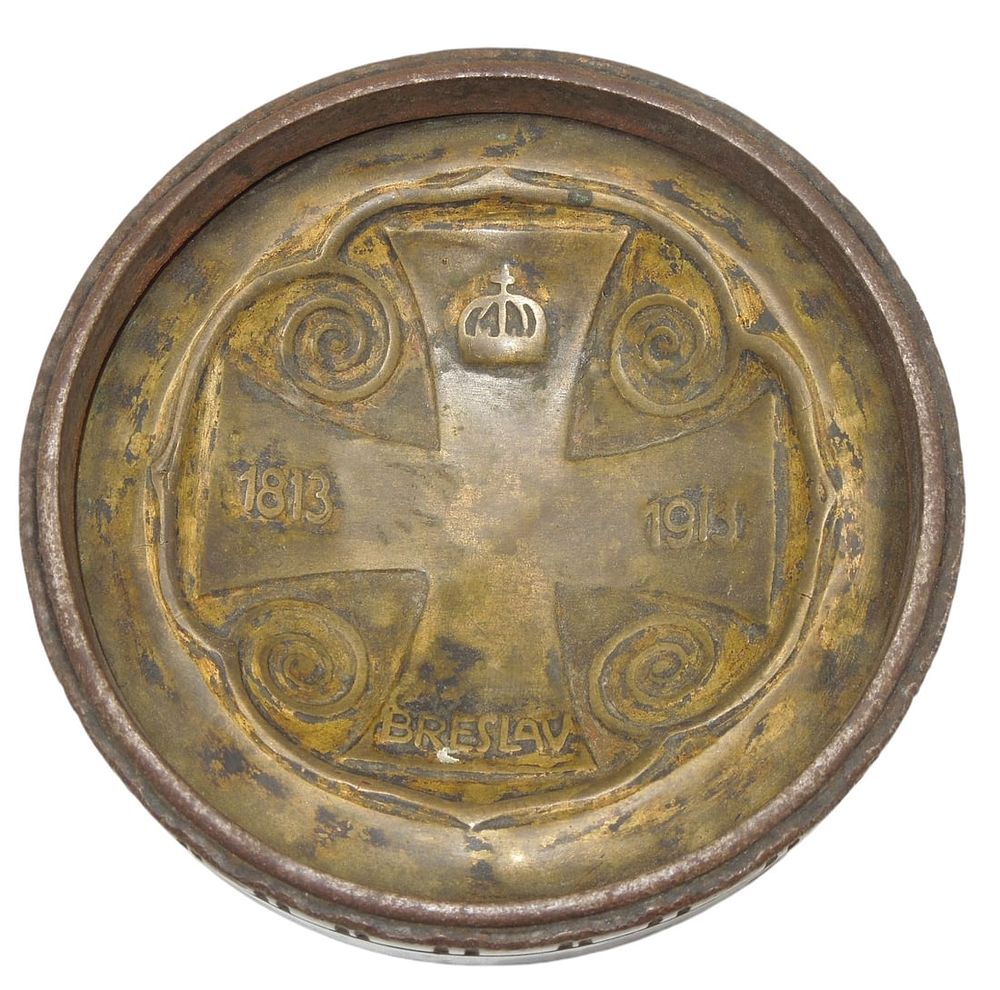 Lot 169: Pre WWI 1913 German Iron Cross Breslav Trench Art Ashtray