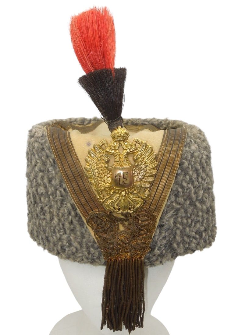 Lot 181: WWI Austrian Army 15th Korps Officer Winter Cap & Badge