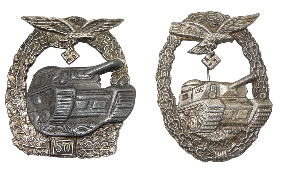 Lot 197: Post WWII German Souval Factory Produced Luftwaffe Tank Badges