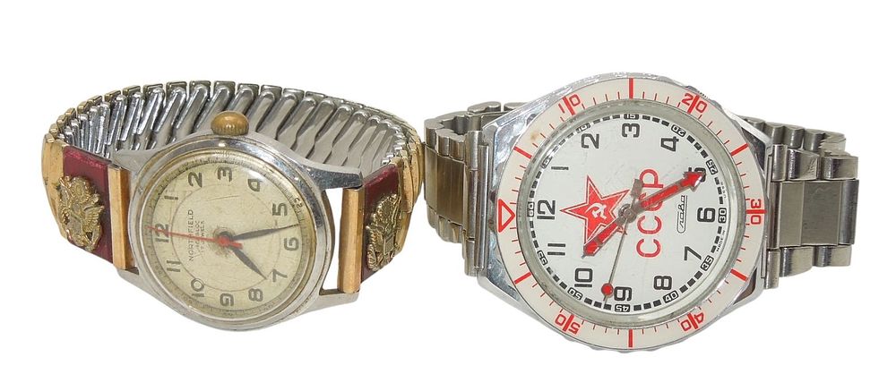 Lot 230: Lot (2) Watches WWII US Army Northfield & Craba Cold War Soviet CCCP USSR Made