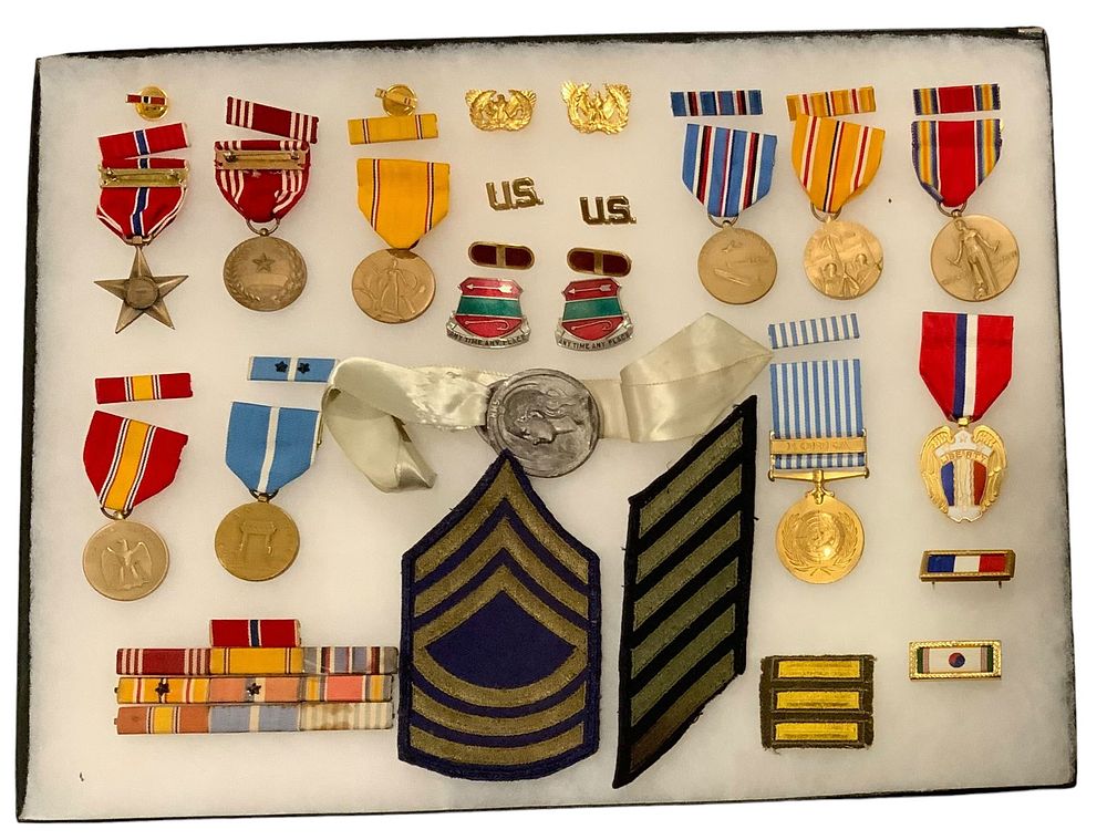 Lot 244: WWII & Korea Army William Andrew PTO 44th AAA Bn Regiment Medal Group