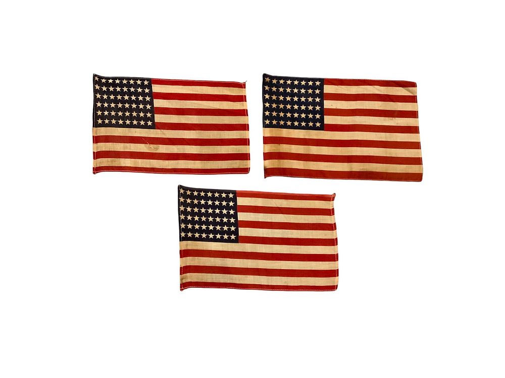 Lot 246: U.S. 48 Star American Flag Linen Lot of (3)