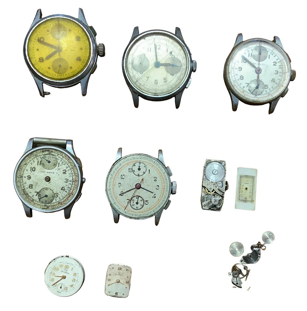 Lot 275: 1940s-1950s Vintage Helbros Swiss Made Movement & Parts Wristwatches Lot