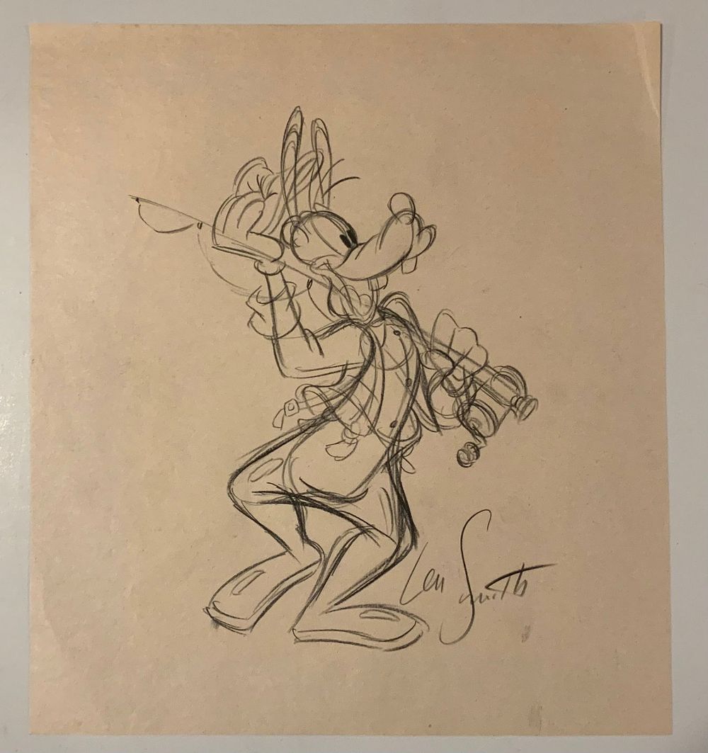 Lot 297: Disney Goofy Pencil Concept Drawing Animator Len Smith Signed