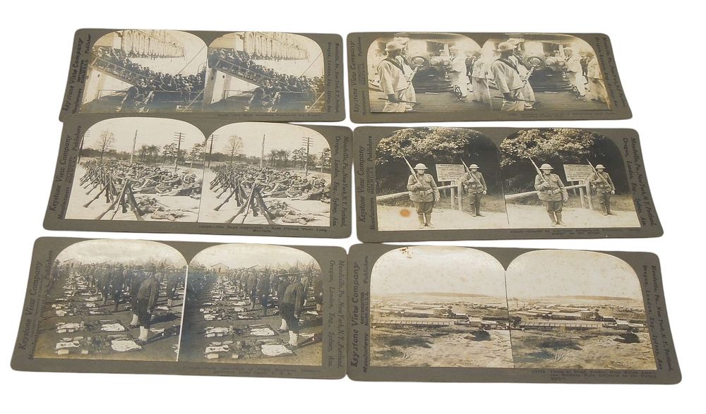 Lot 357: Lot (6) WWI US Military Stereoview Photo Cards USS New York Doughboys