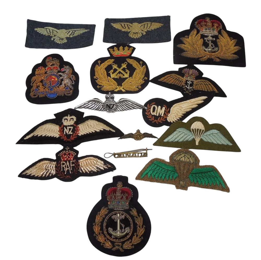Lot 172: WWII - 1960s British & European Bullion Wings Badges Paratrooper Insignia