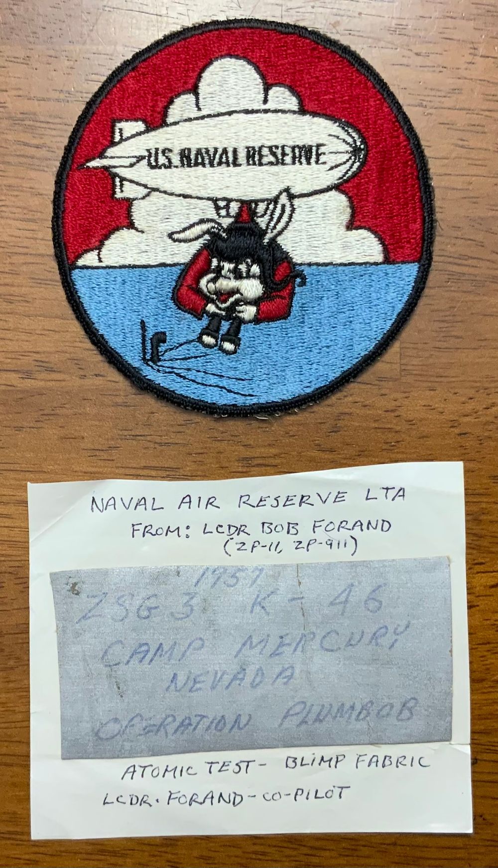Lot 190: Navy Naval Air Reserve LTA Airship Blimp Fabric & Patch Operation Plumbbob Atomic Test