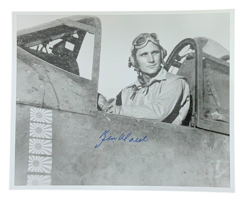Lot 226: USMC Marine Corps Quadruple Ace Pilot Ken Walsh MOH Medal of Honor Signed Photo