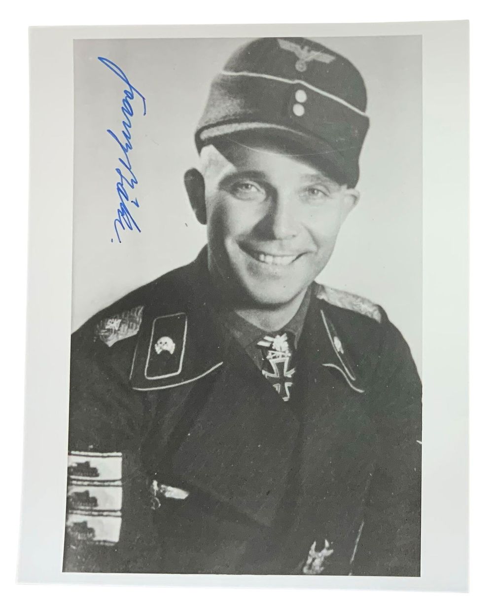 Lot 235: WWII German Panzer Ace Franz Baeke Bake Knights Cross Signed Photo