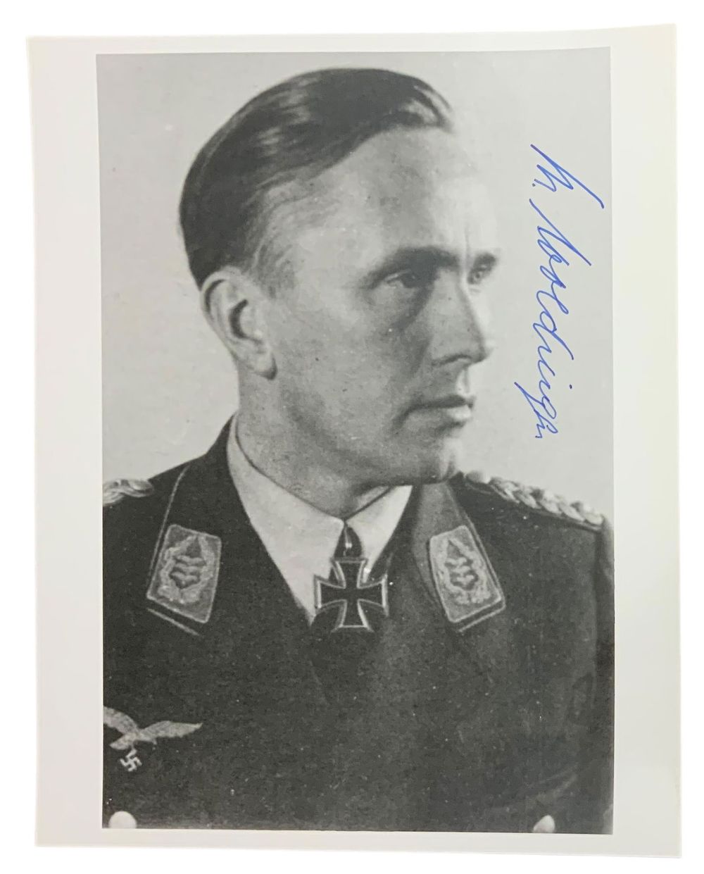 Lot 243: WWII German Luftwaffe Pilot Bernhard Woldenja Knights Cross Signed Photo
